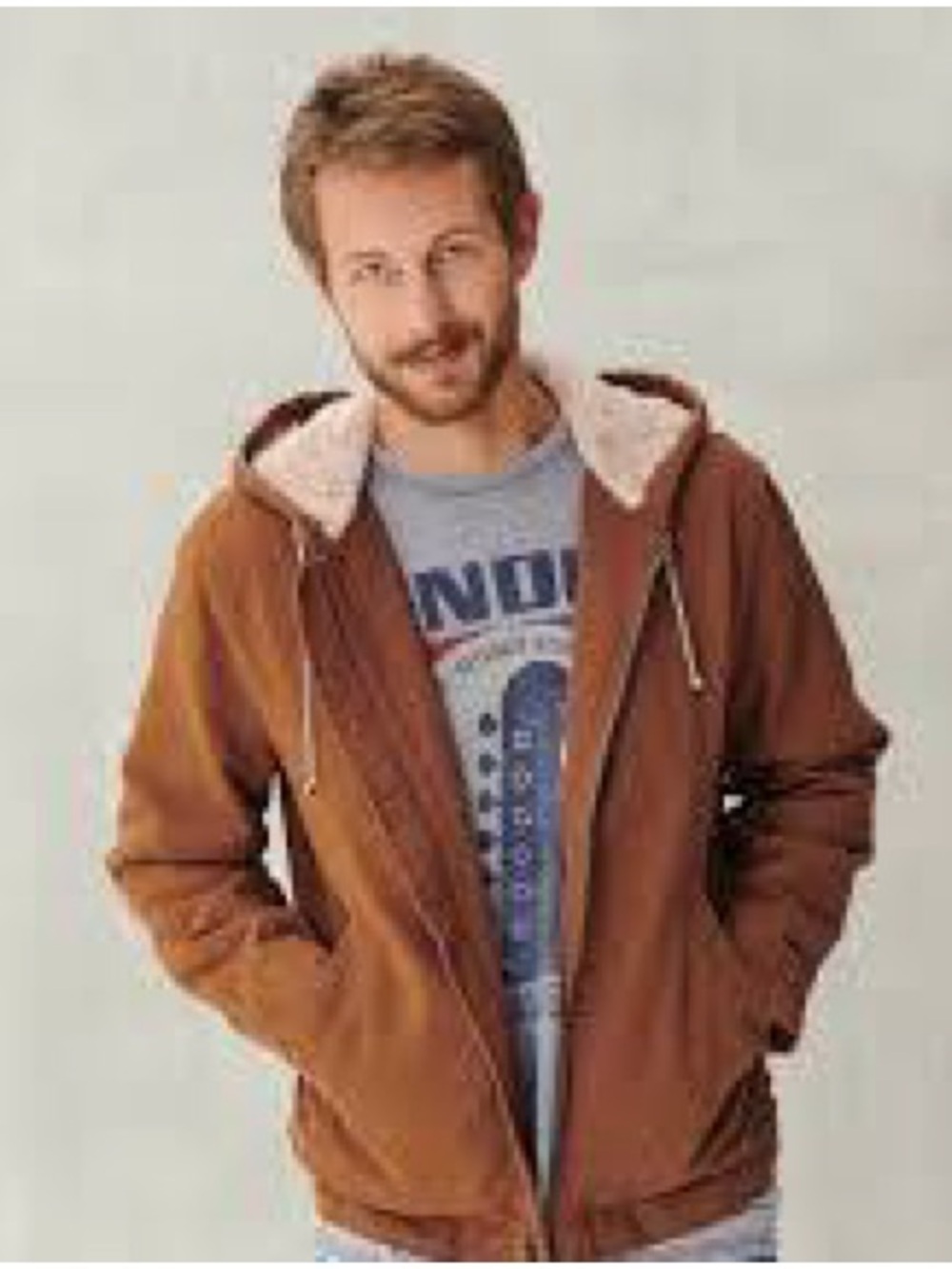 Men's Hooded Sherpa-Lined Field Jacket - Brown